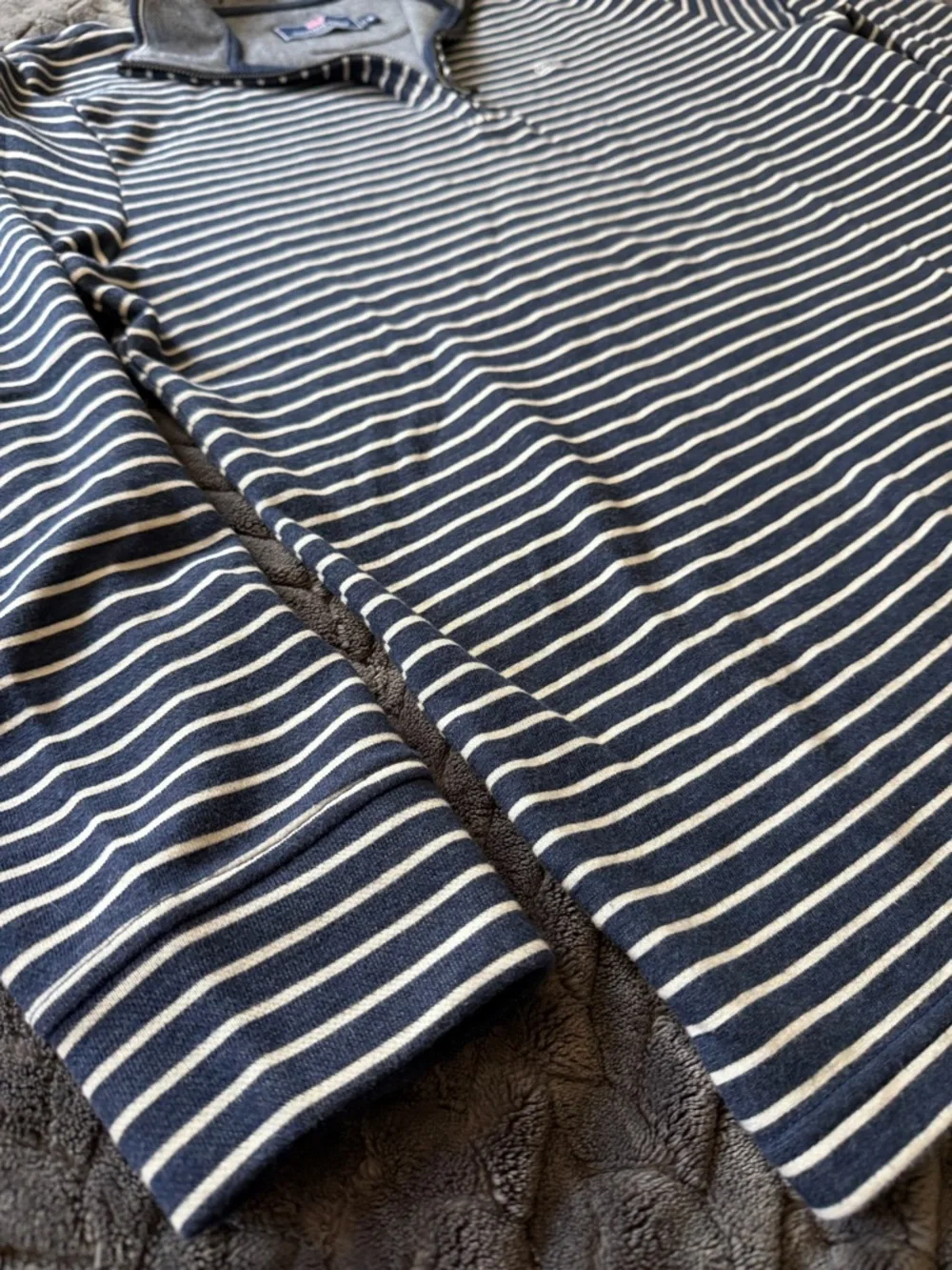 Vineyard Vines Navy & White Striped Half-Zip Pullover Mens Size Medium - Picture 4 of 5